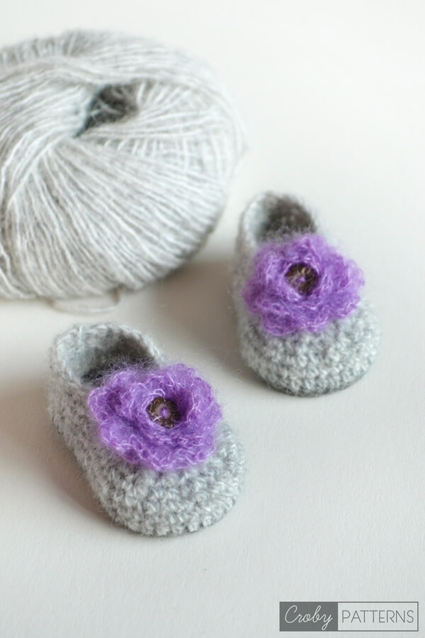 FAIRY FLOWER Crochet Baby Booties/Flats Croby Patterns
